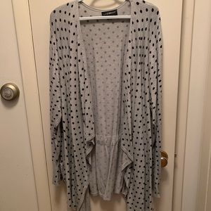 Polka dot cardigan sweater.